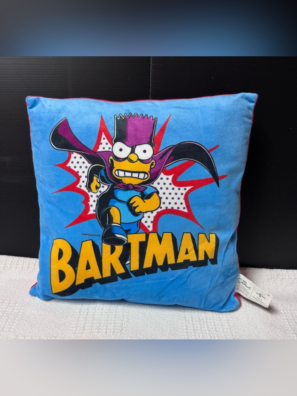 Blue 'BARTMAN' Graphic Throw Pillow — Kids Pop Culture Accent